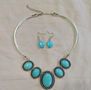 Paparazzi River Ride Necklace and Earrings - Blue